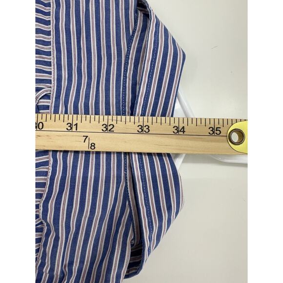 Izod Mens Shirt Size 17.5 34/35 Blue Striped Regular Fit Long Sleeve Button Up - Picture 10 of 11